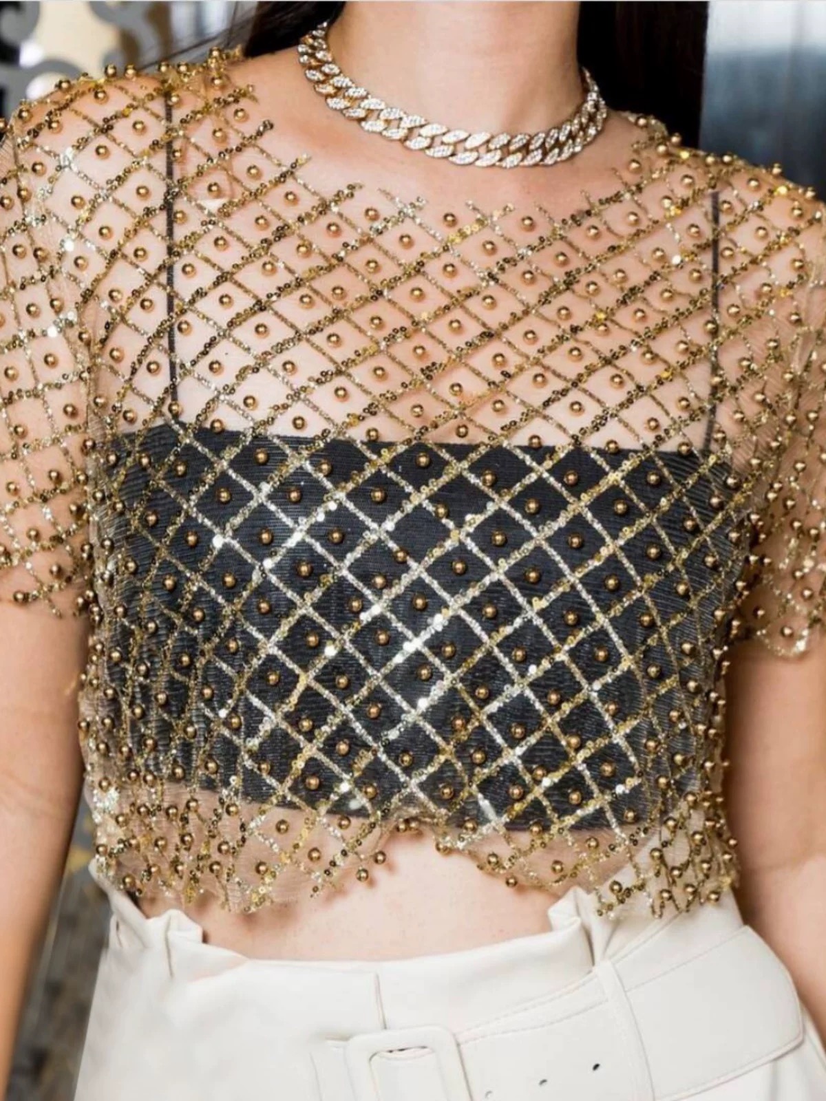 Night out pearl & sequin top CTO1036 images